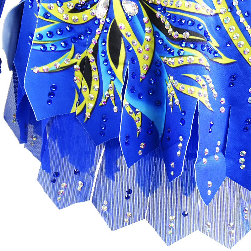 LIUHUO Gymnastics Leotards Girls Handmade Sleeveless Competition Dance Blue Ice Skating Dress Artistic Gymnastics Unitards