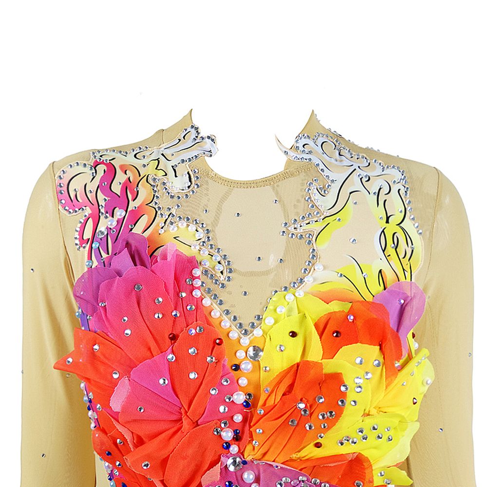 Rhythmic Gymnastics Leotards Artistic Gymnastics Leotards Women's Girls' Kids Leotard Spandex High Elasticity Breathable Yellow