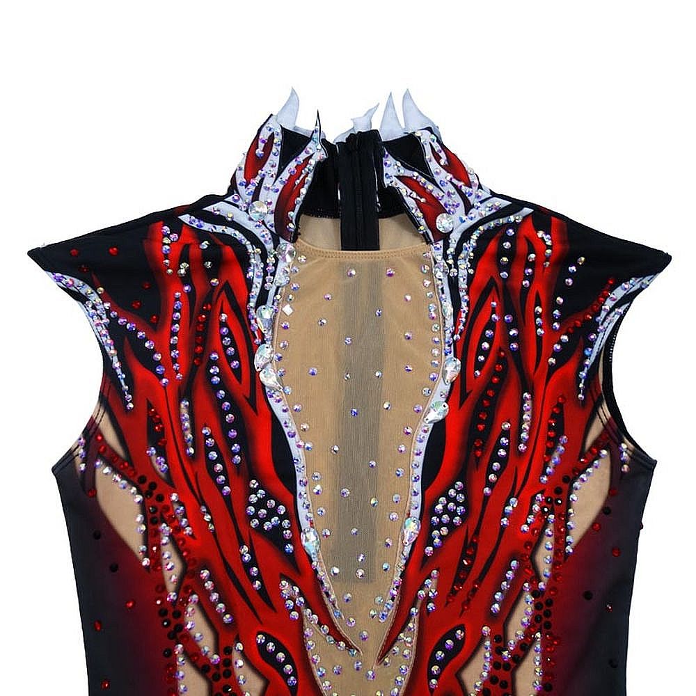 Rhythmic Gymnastics Leotards Red Artistic Gymnastics Leotards Women's Girls' Kids Leotard Spandex High Neck Breathable Yellow