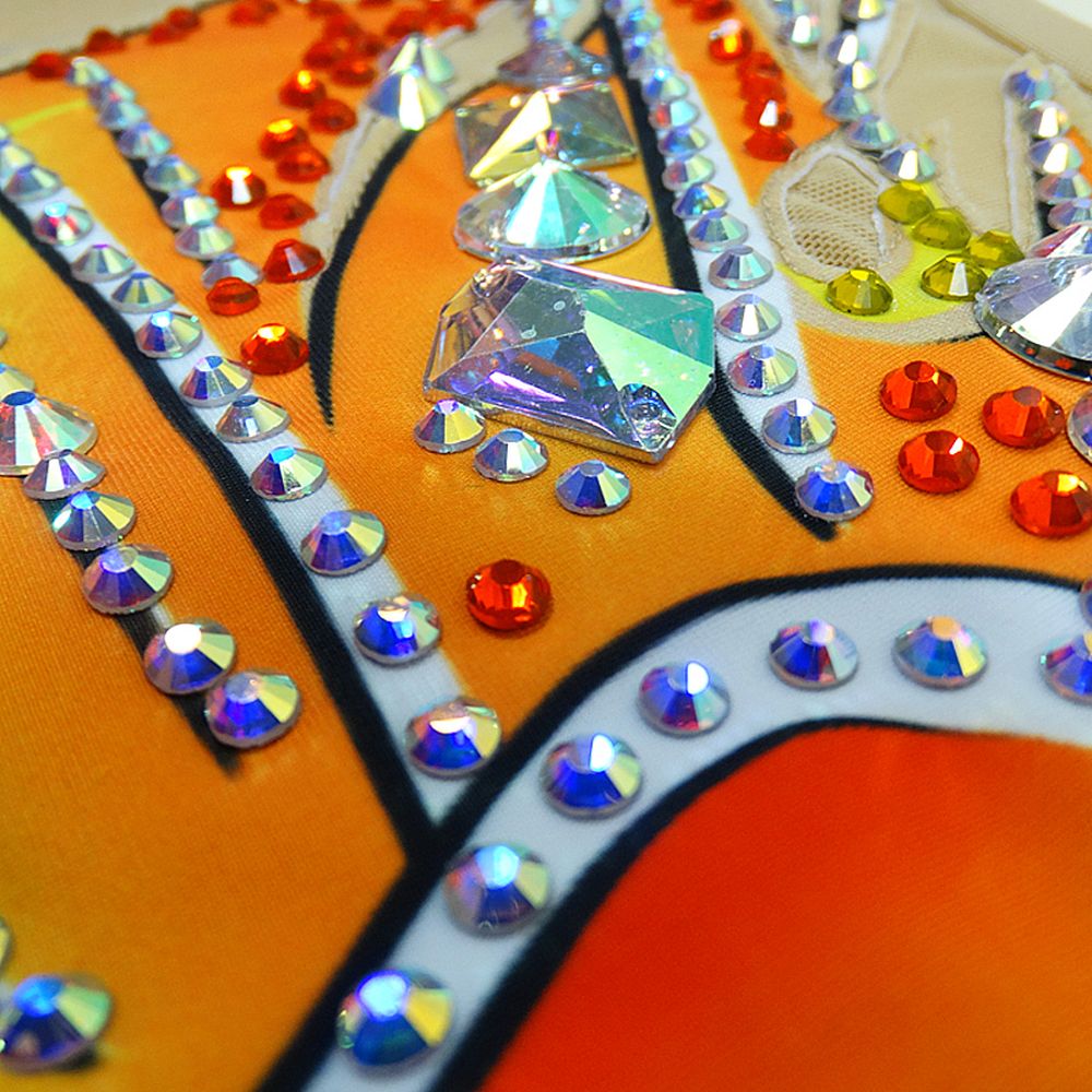 LUHUO Rhythmic Gymnastics Leotards Women's Girls' Kids Dance Blue Heart Kids Spandex High Elasticity Handmade Long Sleeve Competition Dance Ice Skating Dress