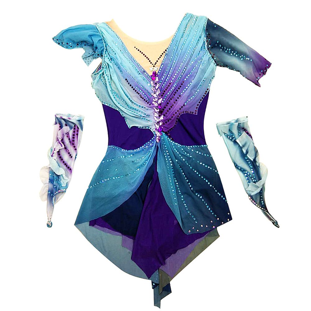 Figure Skating Dress Women's Ice Skating Dress Purple Fairy Spandex Leisure Sports Competition Skating Wear Breathable Solid Colored Short Sleeve Skating