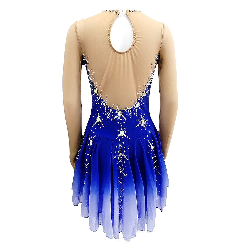 Figure Skating Dress Women's Ice Skating Dress Blue Spandex Leisure Sports Competition Skating Wear Breathable Solid Colored Skating