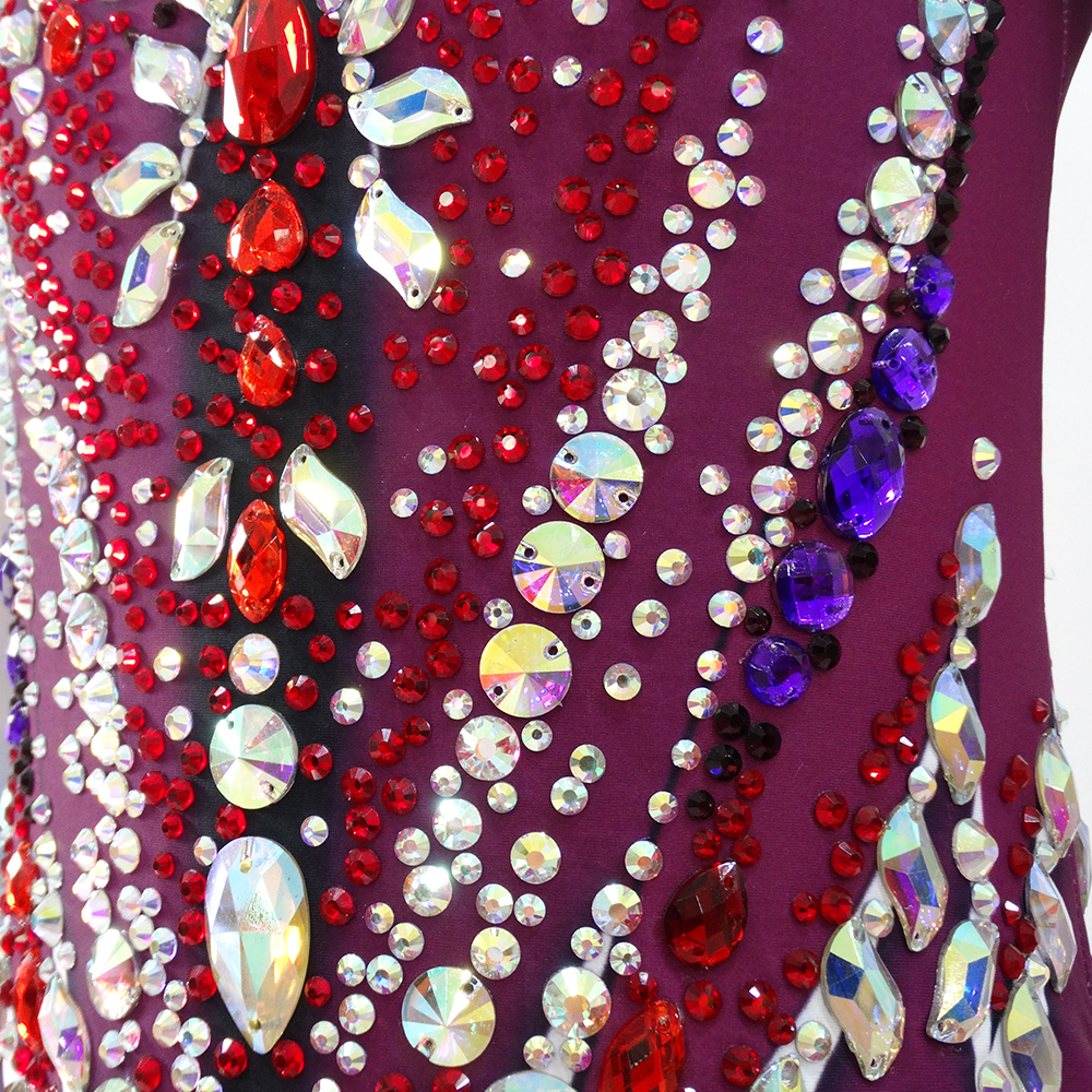 Rhythmic Gymnastics Leotards Women's Girls' Kids Dance Artistics Gymnastics Leotards Spandex High Elasticity Handmade Long Sleeve Competition Dance Ice Skating Dress