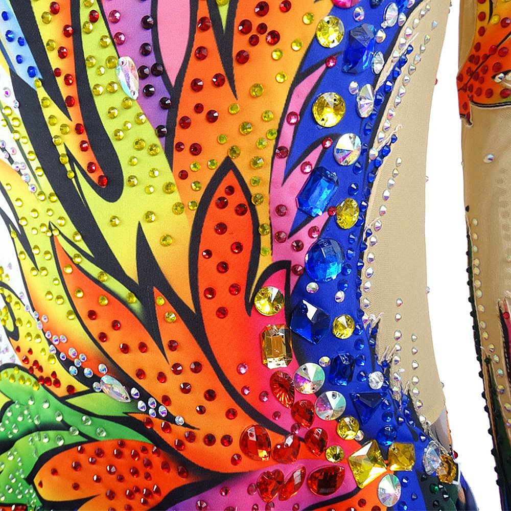 LUHUO Aerobatics Gymnastics Leotards Women's Boys' Kids Dance Yellow Kids Velvet High Elasticity Handmade Long Sleeve Competition Dance Ice Skating Dress