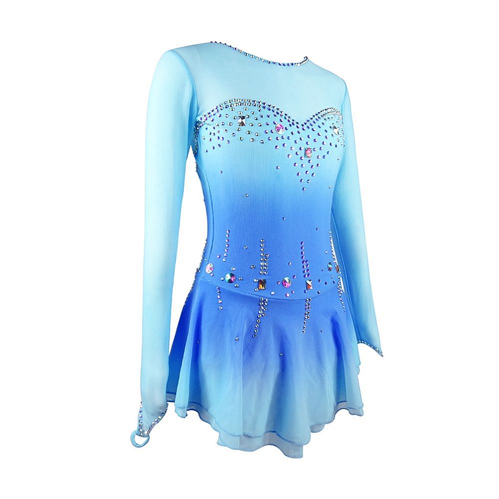 Ice Figure Skating Dress Children's Ice Skating Dress Simiple Competition Skating Wear Breathable Solid Colored Long Sleeve Skating
