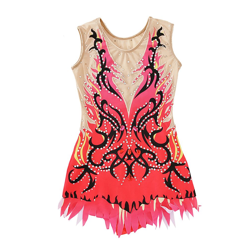 Rhythmic Gymnastics Leotards Women's Girls' Kids Artistic Gymnastics Leotards Spandex High Elasticity Breathable Handmade Sleeveless Training Competition Dance Rhythmic Gymnastics Dress