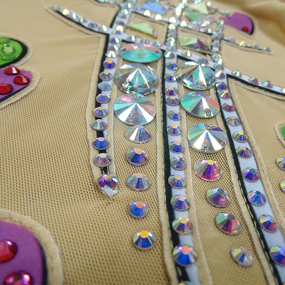 LUHUO Rhythmic Gymnastics Leotards Women's Girls' Kids Dance Blue Heart Kids Spandex High Elasticity Handmade Long Sleeve Competition Dance Ice Skating Dress