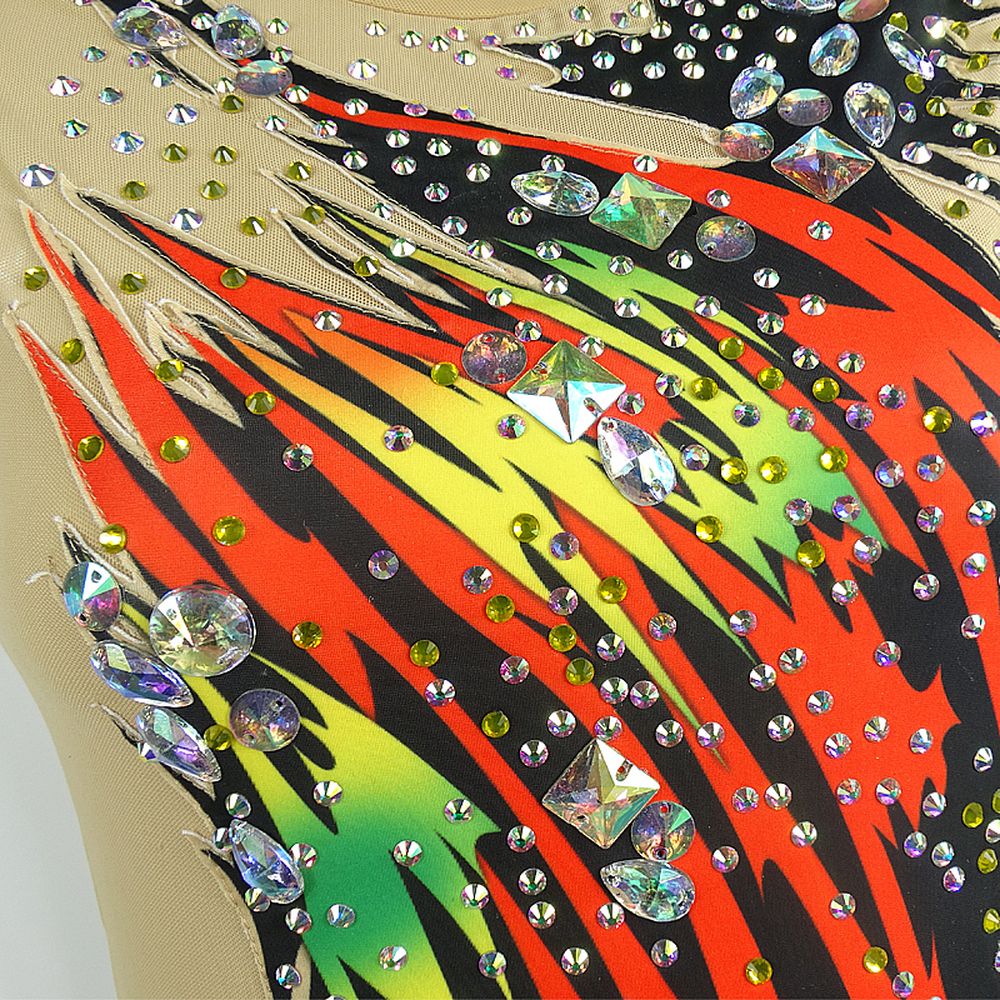 Women Actistics Gymnastics Leotards Handmade Competition Dance Costumes Rhythmic Gymnastics Gymnastics Orange