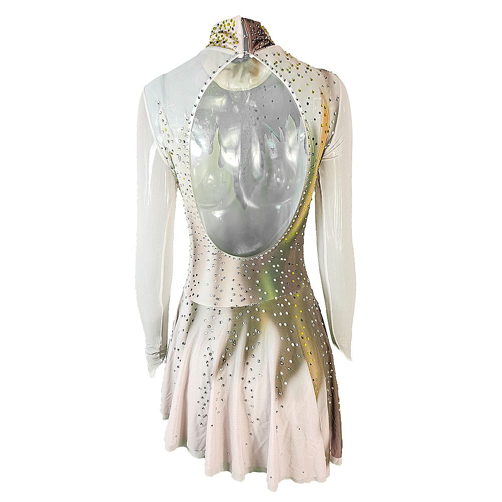 Figure Skating Dress Women's Girls' Ice Skating Dress Black Grey Yan pink Violet Open Back Spandex High Elasticity Training Competition Skating Wear Solid Colored Classic Crystal / Rhinestone / Kids