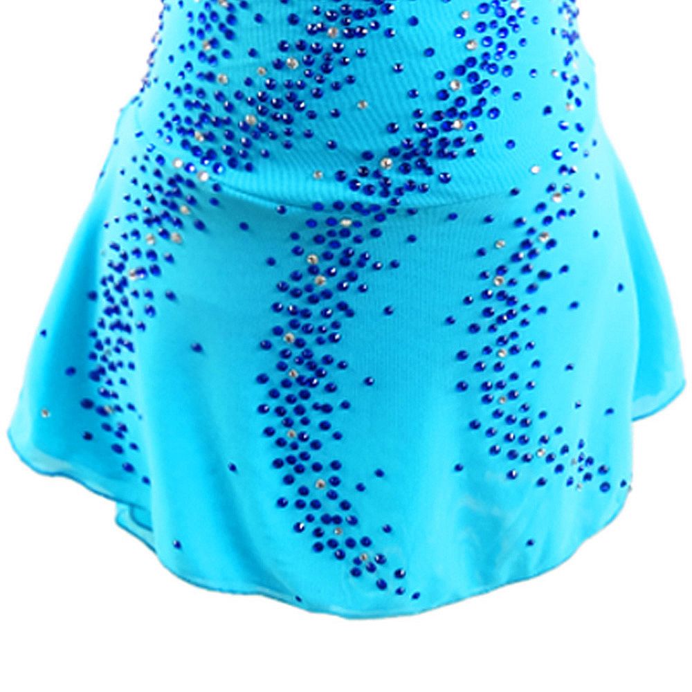 LIUHUO Figure Skating Dress Women's Ice Skating Dress Light Blue Leisure Sports Competition Skating Wear Breathable Solid Colored Long Sleeve Skating