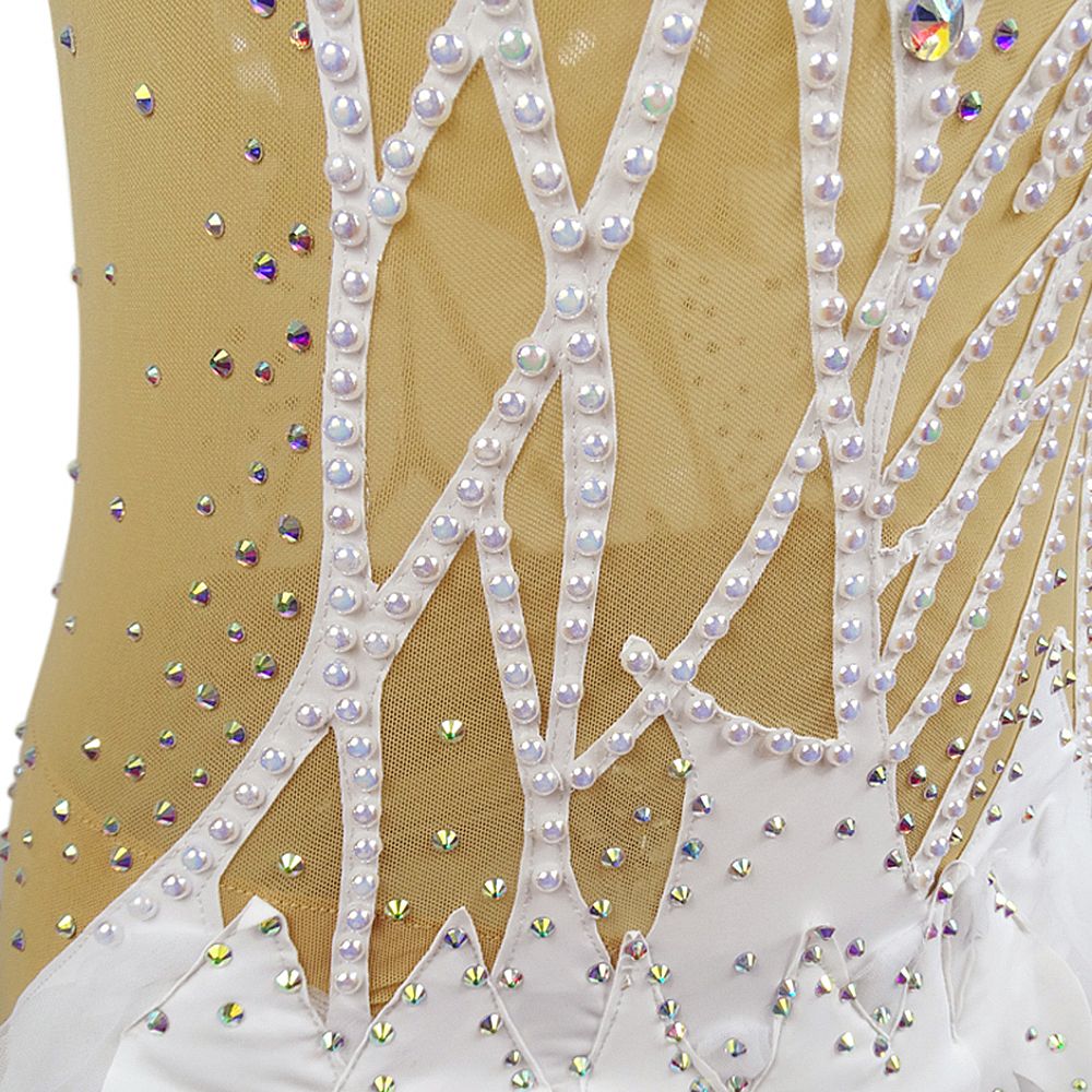 LUHUO Rhythmic Gymnastics Leotards Women's Girls' Kids  Artistic Gymnastics Leotards Spandex Elastane High Elasticity Handmade Long Sleeve Competition Dance Ice Skating Dress