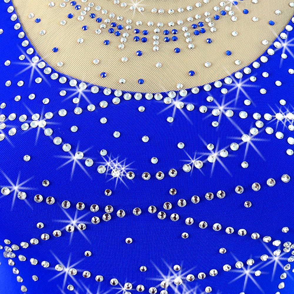 Ice Figure Skating Dress Children's Ice Skating Dress Navy Blue Gradient Competition Skating Wear Breathable Solid Colored Long Sleeve Skating