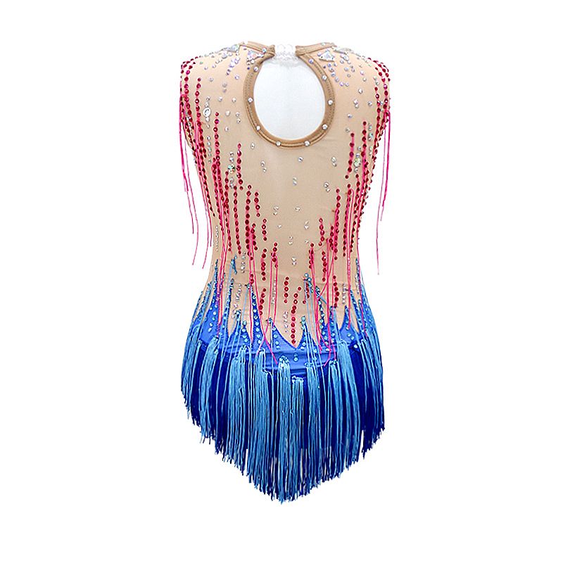 Rhythmic Gymnastics Leotards Artistic Gymnastics Leotards Women's Girls' Kids Spandex Tassels Elastane High Elasticity Handmade Long Sleeve Competition Dance Ice Skating Rhythmic Gymnastics