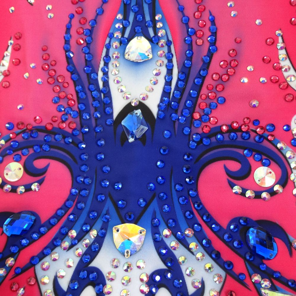 Girls Aerobatics Gymnastics Leotards Handmade Sleeveless Competition Dance Blue Rhythmic Gymnastics Artistic Gymnastics Pink