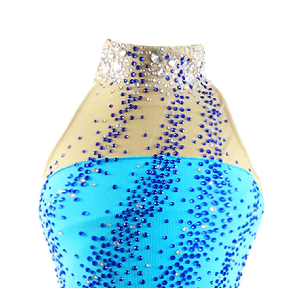 LIUHUO Figure Skating Dress Women's Ice Skating Dress Light Blue Leisure Sports Competition Skating Wear Breathable Solid Colored Long Sleeve Skating