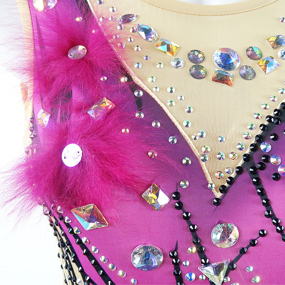 Rhythmic Gymnastics Leotards Handmade Competition Dance Pink Figure Skating Dress Acrobatics Girls Gymnastics Artistic Leotard Pink