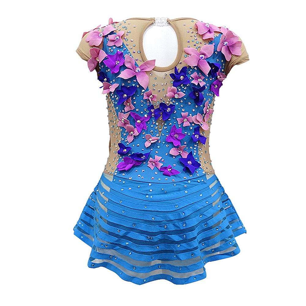 LUHUO Figure Rhythmic Gymnastics Leotards Girls' Artistic Gymnastics Competition Leotards Womens' Spandex High Elasticity Handmade Sleeveless Leotards for Performance