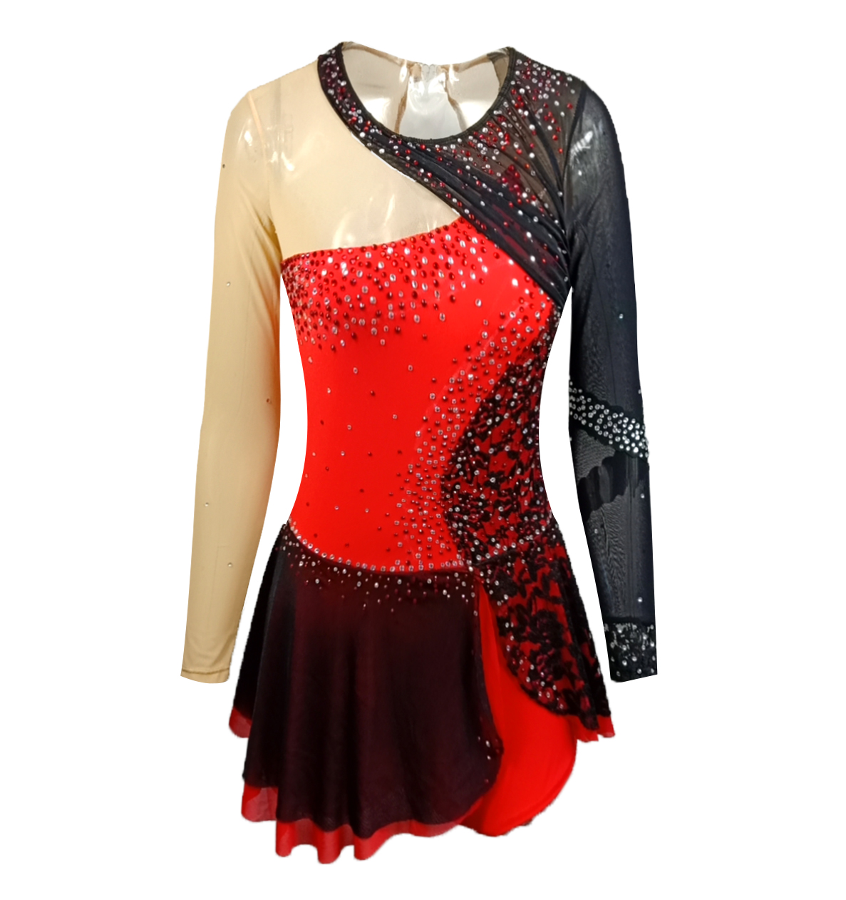 Ice Figure Skating Dress Women's Girls' Black Lace Quality Crystals High Elasticity Training Competition Skating Wear Solid Colored Classic / Rhinestone / Kids Performance Wear