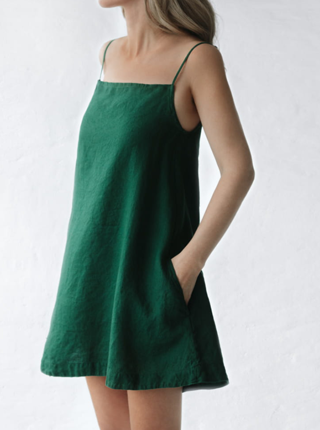 Classic A-Line Mini Linen Slip Dress