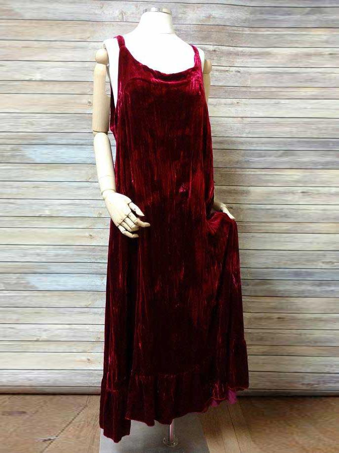 Solid Color French Style Sling Loose Velvet Dress