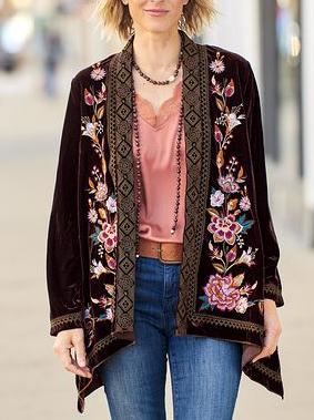 Floral Pattern Embroidered Cardigan