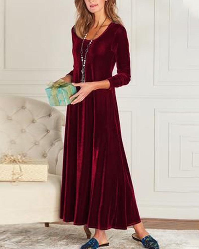 Elegant And Simple Solid Color Velvet Nightdress