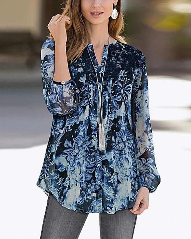 Women Casual Floral Pattern Comfortable Top