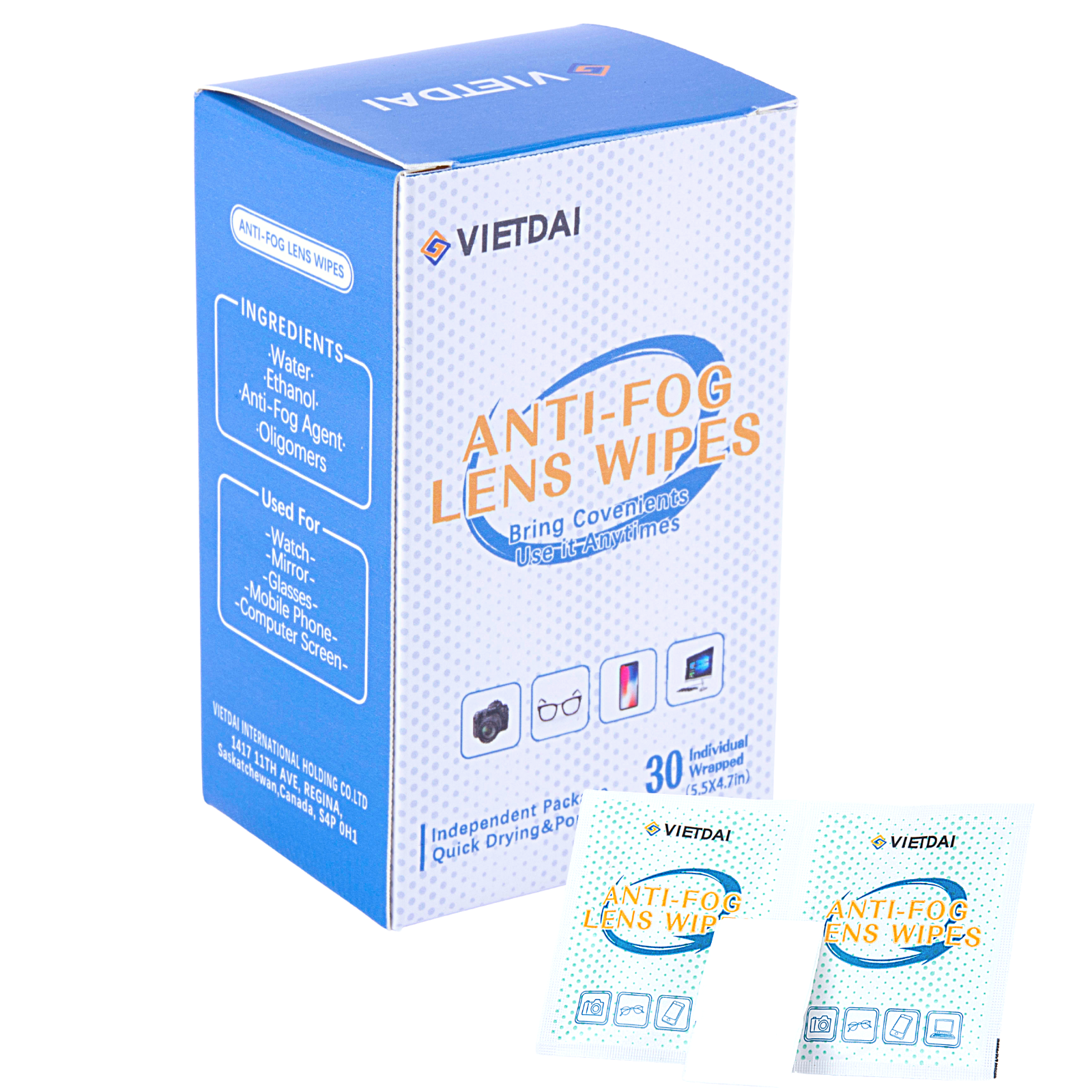 VIETDAI Anti-Fog Lens Wipes - 1 Pack (60 tablets)