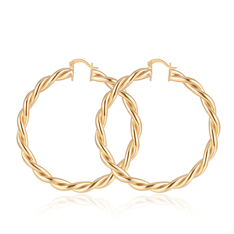 Explosive Earrings Electroplating 18K Gold Twist Pattern Female
