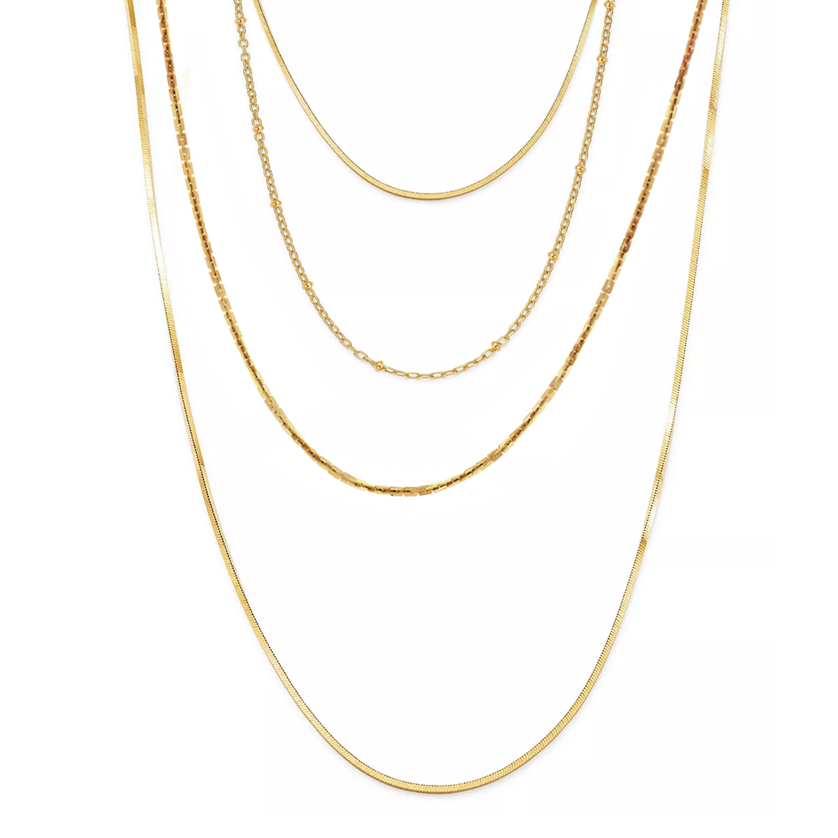 Simple round bead chain multi-layered titanium steel snake bone necklace