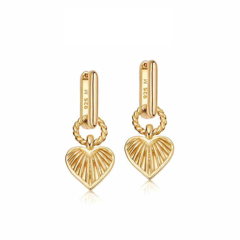 #A127 Golden Love Heart Pendant Earrings