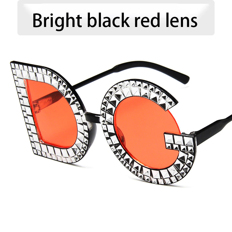 UV400 Retro Diamond Big frame Sunglasses