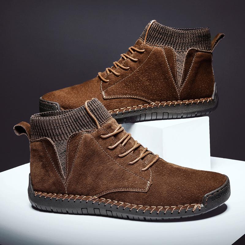 Plus Size Winter Men Suede Leather Boots