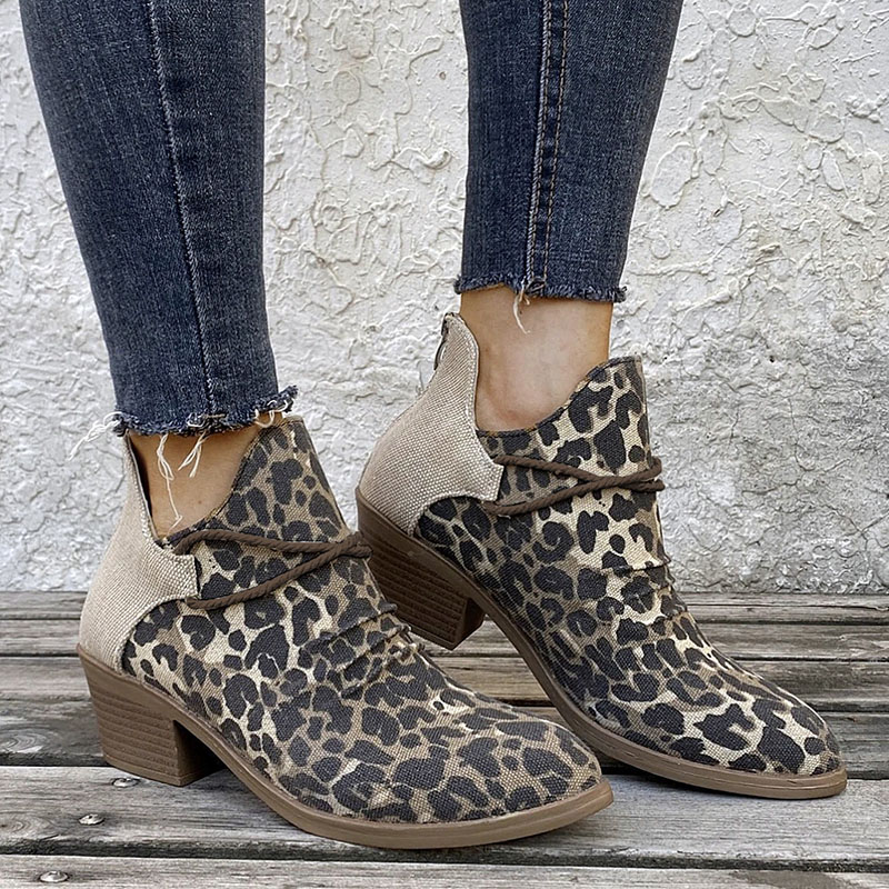 2023 Women Autumn Chelsea Leopard Boots
