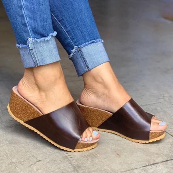 Cosylands Fashion Style Peep Toe Slip-On Wedges Sandals