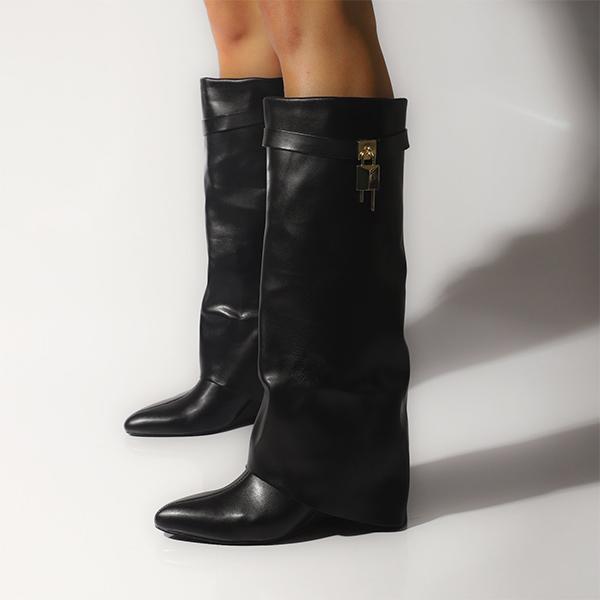 Cosylands Comfy Leather Hidden Wedge Heel Roman Boots