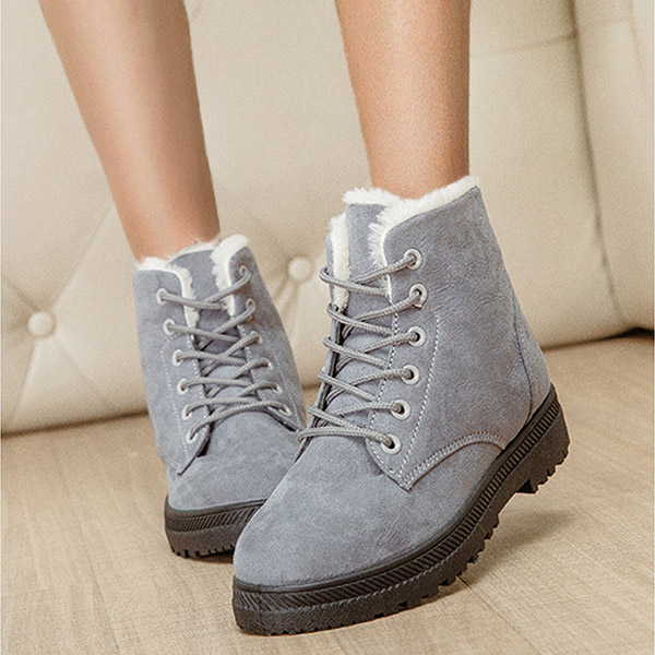 Cosylands Warm Fur Flat Snow Ankle Boots Cotton Lined Winter Booties