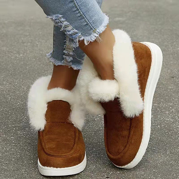 Cosylands Warm Round Toe Flat Fluffy Snow Boots