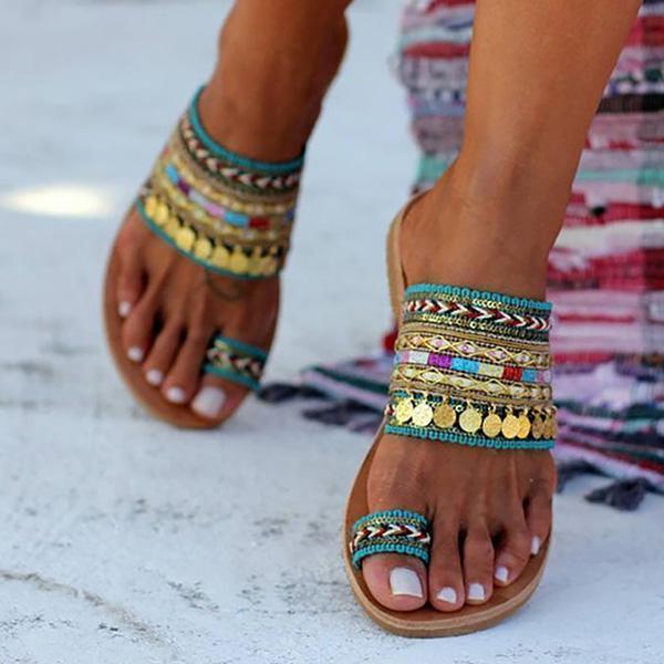 Cosylands Ethnic Boho Style Toe Ring Sandals