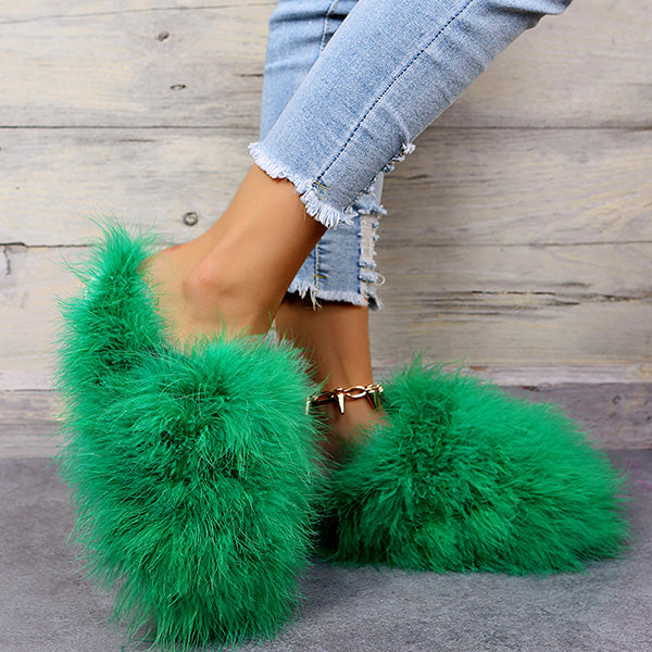Cosylands Colourful Fluffy Feather Winter Slippers