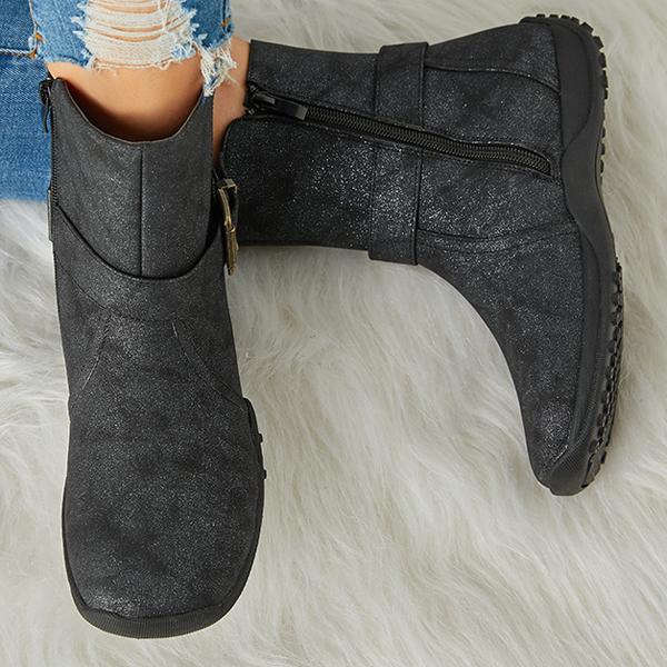 Cosylands Women's Winter Warm Zipper Flat Snow Boots