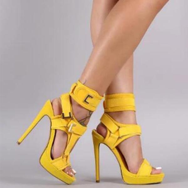Cosylands Stylish Buckle Ankle-Wrap High Heels