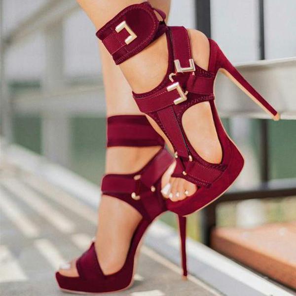 Cosylands Stylish Buckle AnkleWrap High Heels