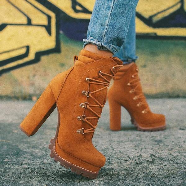 Cosylands Suede Chunky Heel Ankle Boots