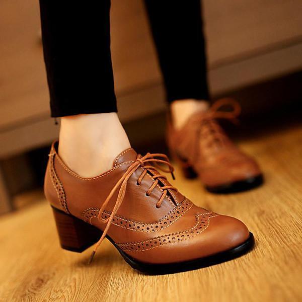 Cosylands British Style Carved Classy Lace Up Oxford Shoes