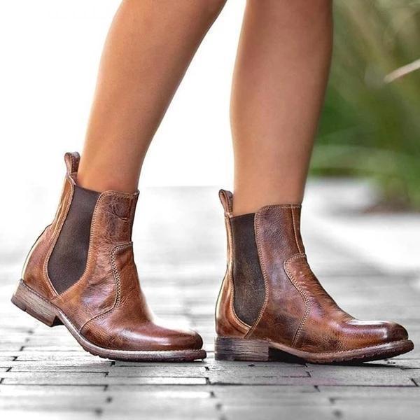 Cosylands Women's Vintage Ankle Slip-on Short Boots