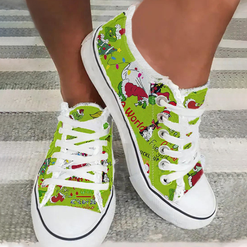 Cosypairs Comic Print Low Top Flat Sneakers Canvas Walking Shoes
