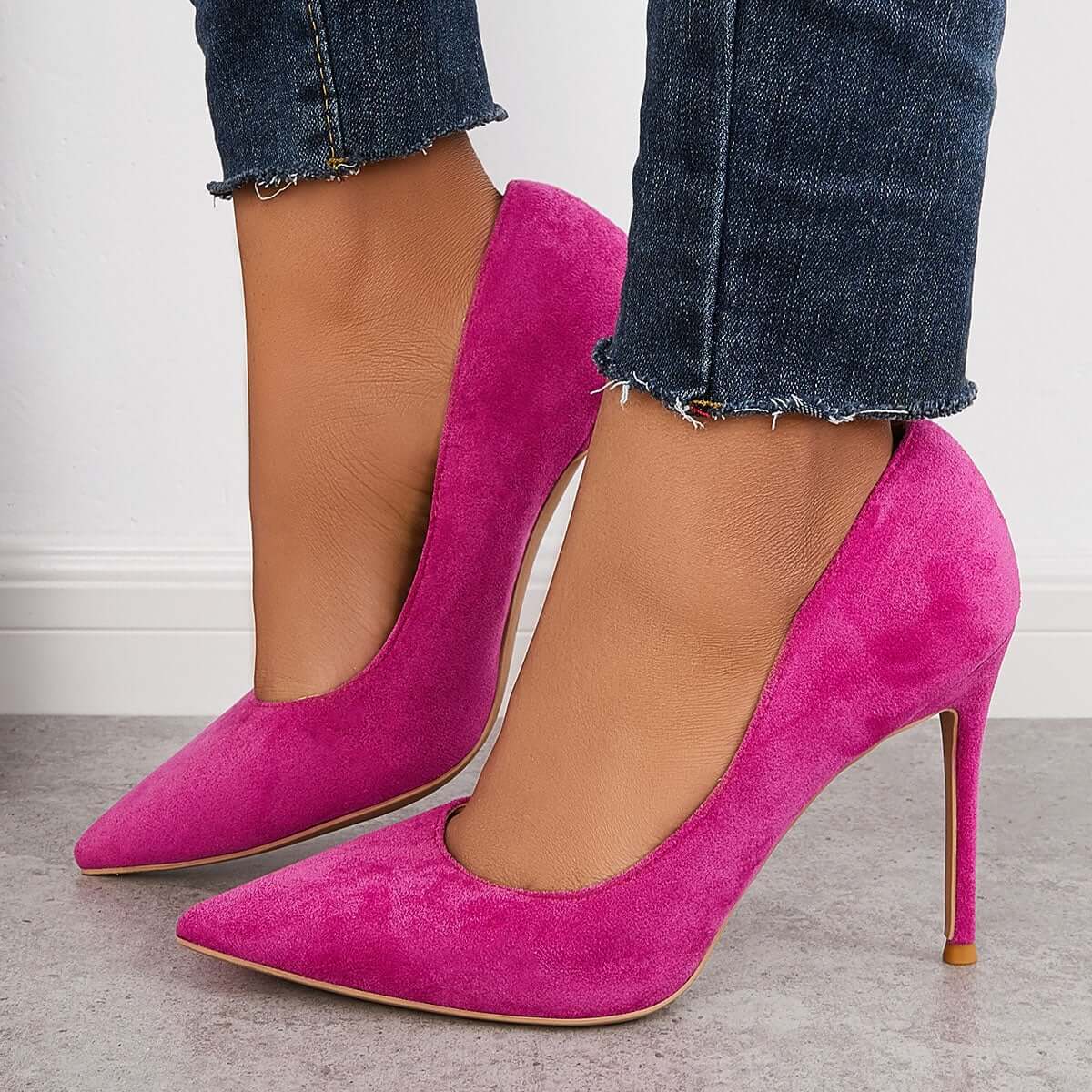 Cosypairs Classic Suede Pointed Toe Dress Pumps Stiletto High Heels
