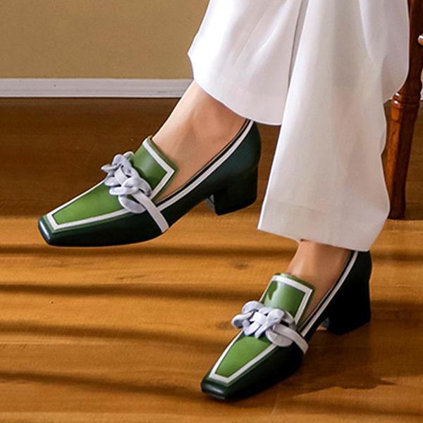 Cosypairs 
Contrast Color Square Toe Loafers