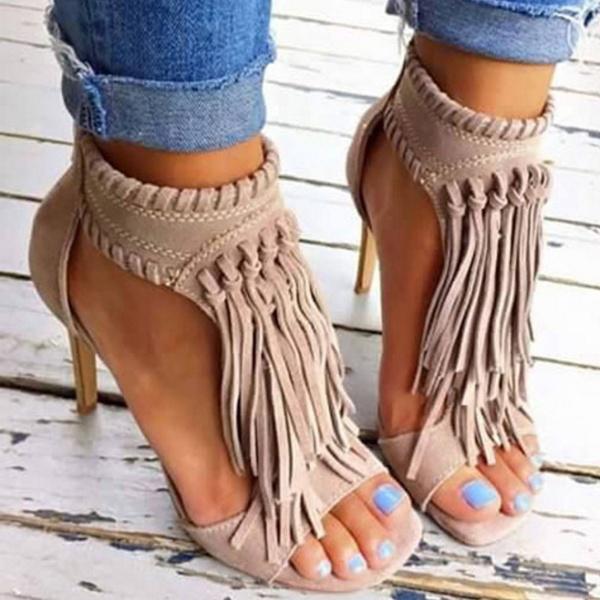 Cosypairs 2021 Fashion Open Toe Tassels Ankle Ladies Sandals